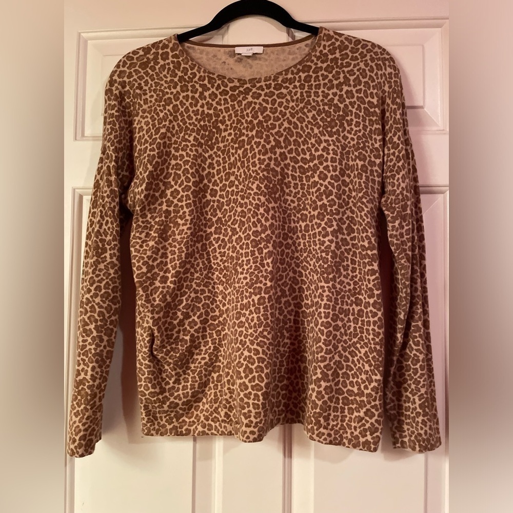 J Jill Long Sleeve Leopard Print Knit Scoop Neck Top! Super Soft!Oversized P S
